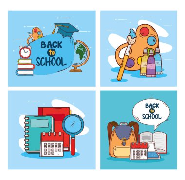 Okula dönüş afişleri, eğitim malzemeleri.