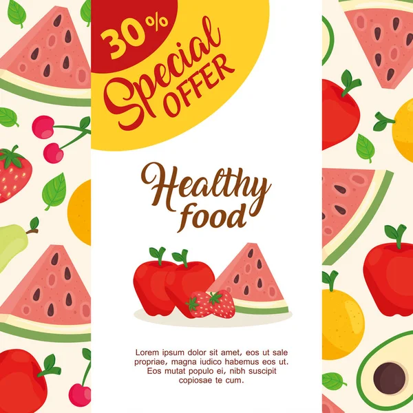 Banner speciale aanbieding van groenten en fruit, 30 procent korting — Stockvector