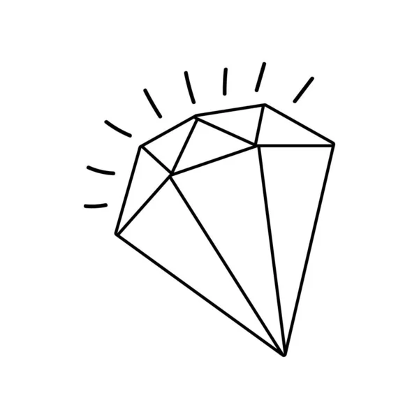 Diamante piedra línea estilo icono — Vector de stock