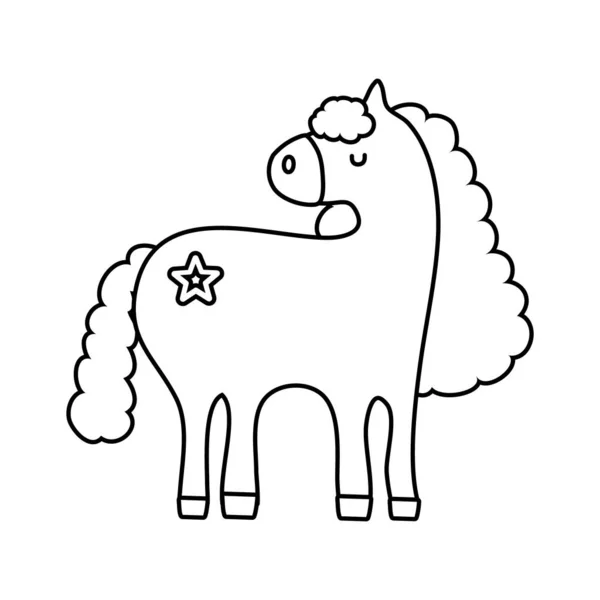 Unicorn imut dengan ikon gaya tatto floral - Stok Vektor