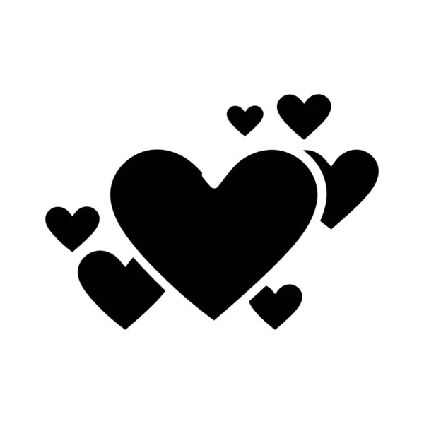 Grupo de corazones amor figuras silueta estilo — Archivo Imágenes Vectoriales