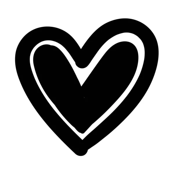 Amor do coração pintado com borda trabalho arte estilo silhueta — Vetor de Stock