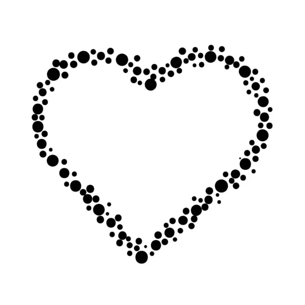 Coeur amour frontière pointillé travail art silhouette style — Image vectorielle
