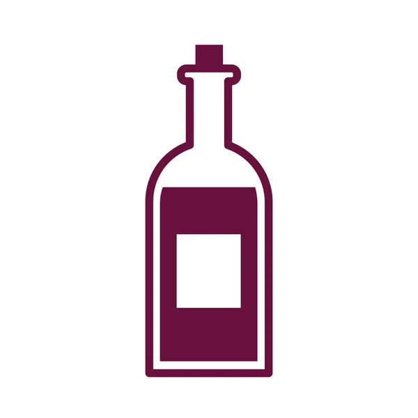 Vin flaska dryck med kork linje stil ikon — Stock vektor