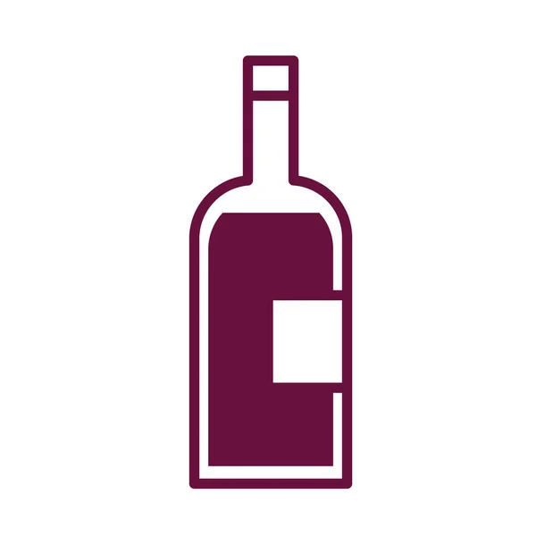Botella de vino línea de bebida estilo — Vector de stock