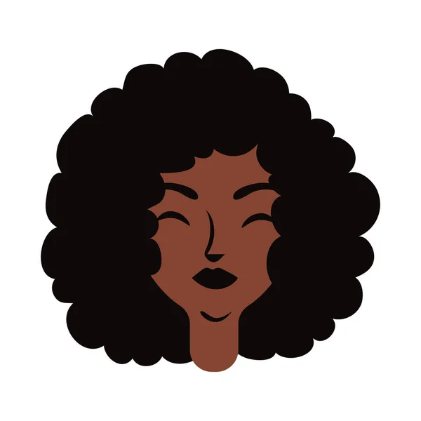 Młoda afro kobieta z długimi włosami płaski styl — Wektor stockowy