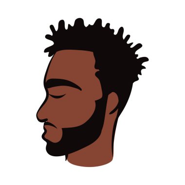 profil genç afro adam etnik kökenli sakal düz stil ikonu
