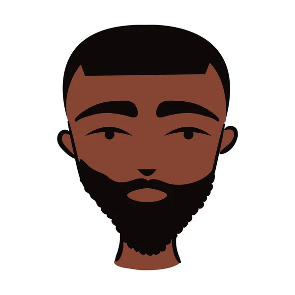 Jeune afro homme ethnie avec barbe style plat icône — Image vectorielle