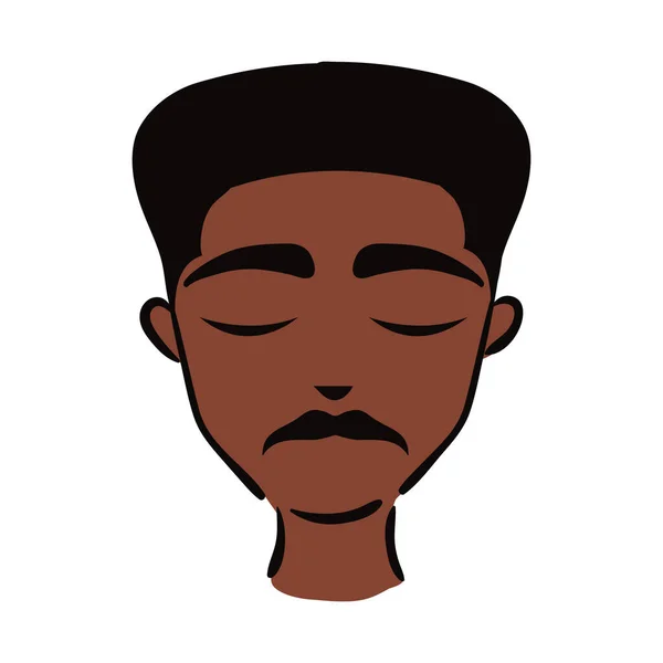Jovem afro homem etnia com bigode plana estilo ícone — Vetor de Stock