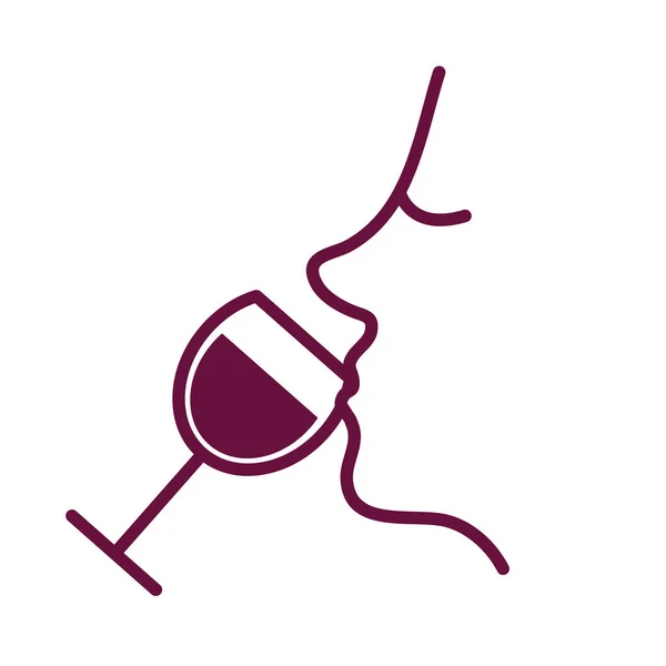 Profil şarap fincanı içme çizgisi simgesi — Stok Vektör