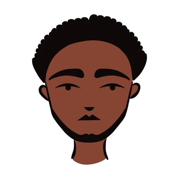 Sakallı, düz stil ikonlu genç afro adam. — Stok Vektör