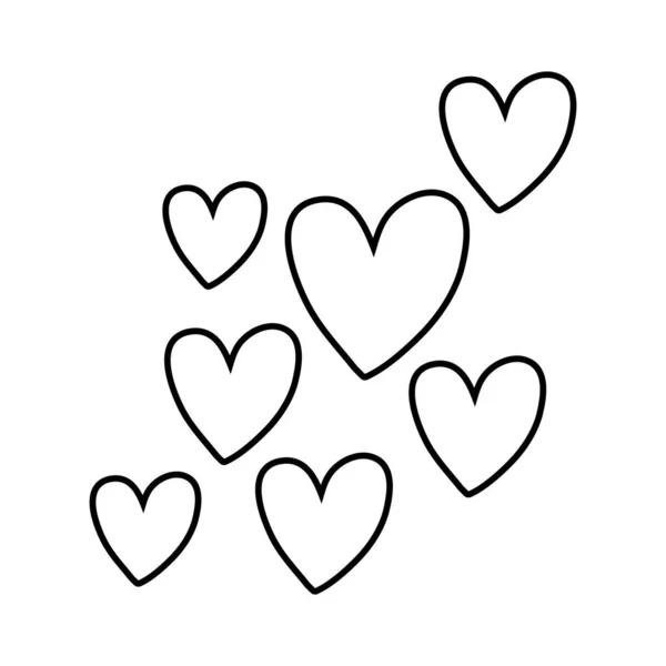 Corazones amor línea estilo iconos — Vector de stock