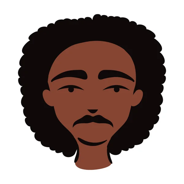 Joven afro hombre etnia con peinado afro plano icono de estilo — Vector de stock