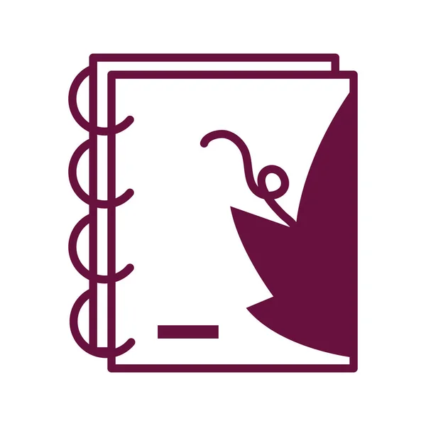 Notatnik z ikoną linii roślin liści winogron — Wektor stockowy