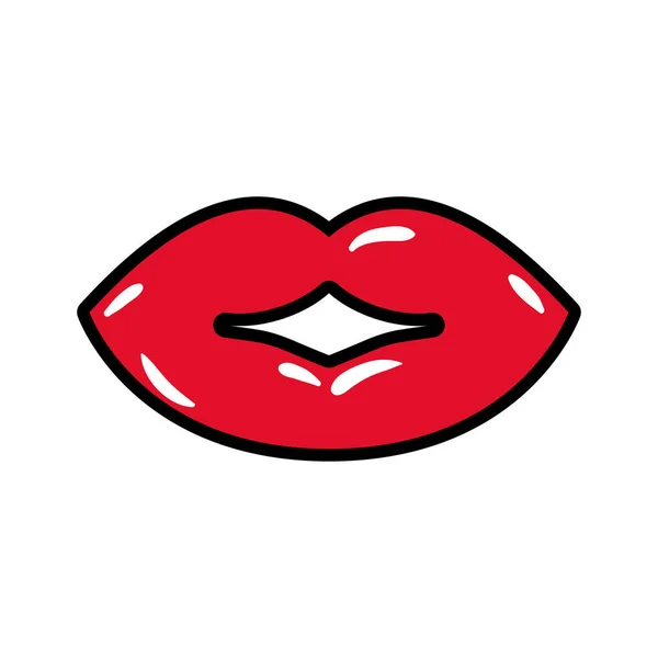 Sexi vrouwelijke lippen pop kunst platte stijl — Stockvector