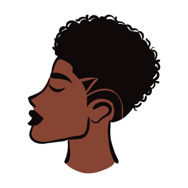 Saçları kısa düz saçlı genç afro kadın.