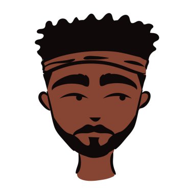Sakallı, düz stil ikonlu genç afro adam.