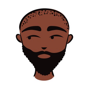 Sakallı ve kel düz stil ikonlu genç afro bir adam.