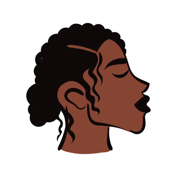 Joven afro mujer con pelo corto estilo plano — Vector de stock