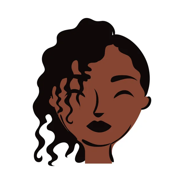 Молода афро-жінка з носом для волосся плоский стиль — стоковий вектор
