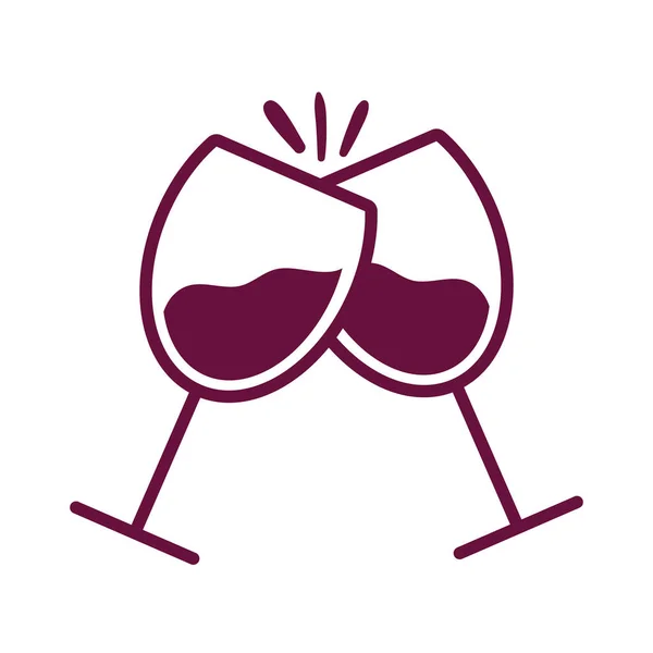 Kieliszki wina toasting linii stylu ikona — Wektor stockowy