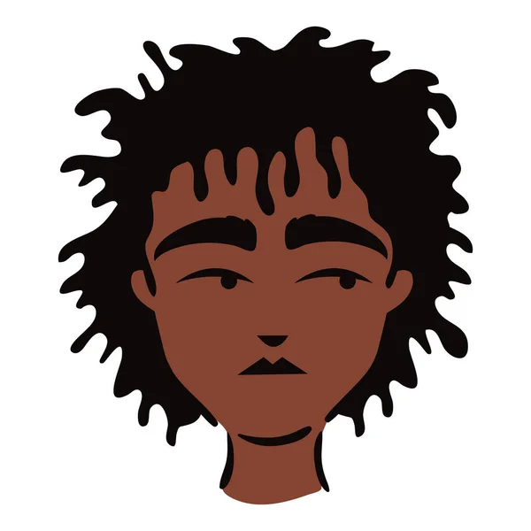 Jovem afro homem etnia com cabelo longo liso estilo ícone — Vetor de Stock