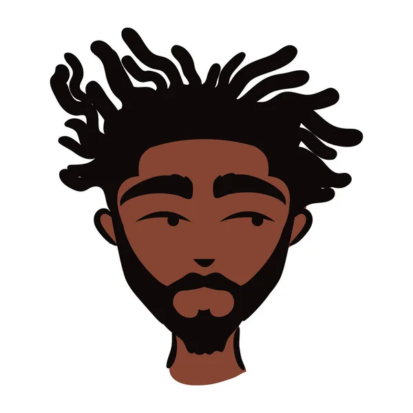 Jeune afro homme ethnie avec barbe style plat icône — Image vectorielle