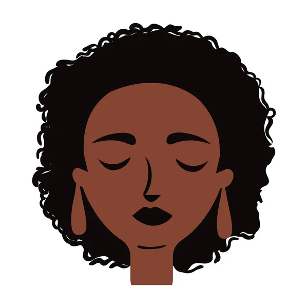 Młoda afro kobieta z długimi włosami płaski styl — Wektor stockowy