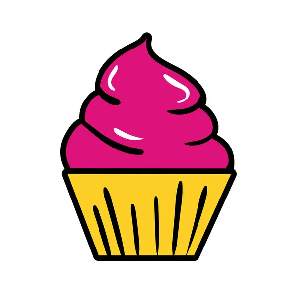 Cup cake sweet pop art flat style — Stock Vector