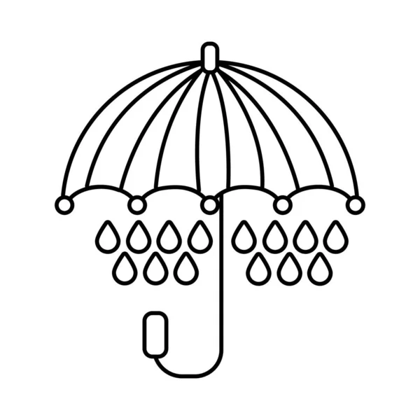 Umbrelă cu picături picătură linie de ploaie stil pictogramă — Vector de stoc