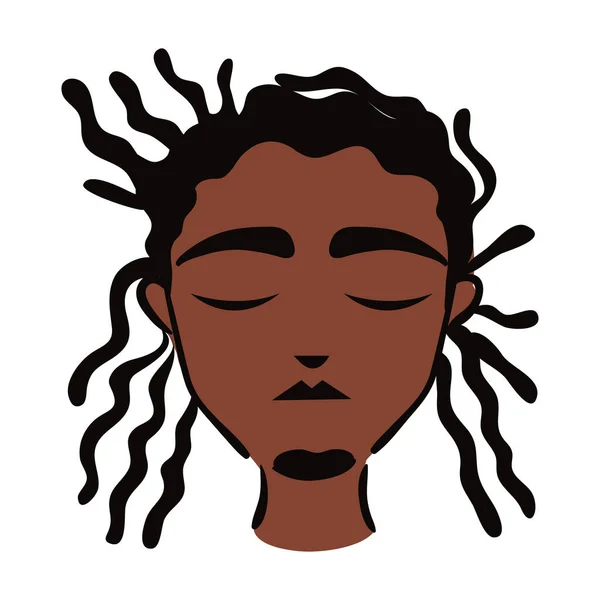 Giovane afro uomo etnicità con rasta stile capelli icona stile piatto — Vettoriale Stock