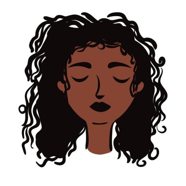 Uzun düz saçlı genç afro kadın.