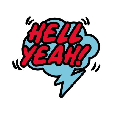 Konuşma balonu ve dışavurum evet kelime pop sanat düz stili