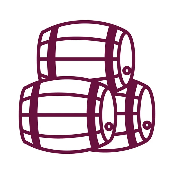 Pile of wine wooden barrels line style icon — Stock Vector