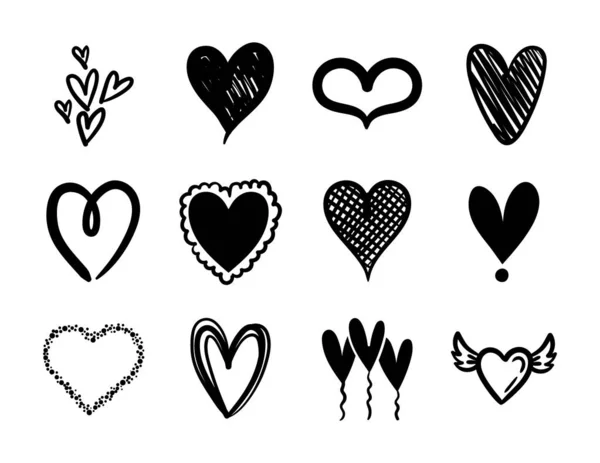 Bundel harten liefde set pictogrammen — Stockvector
