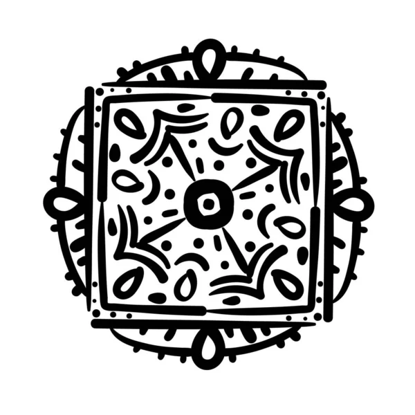 Mandala quadrato icona di stile silhouette floreale — Vettoriale Stock