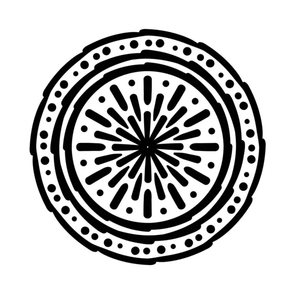 Icono de estilo de silueta floral mandala circular — Vector de stock