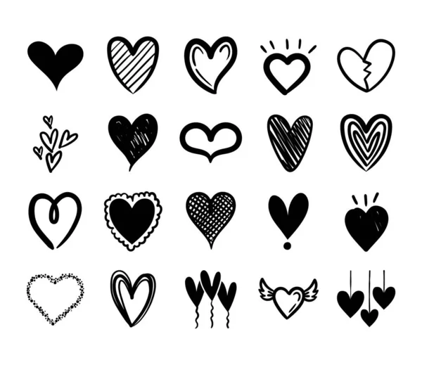 Bunt hjärtan kärlek set ikoner — Stock vektor