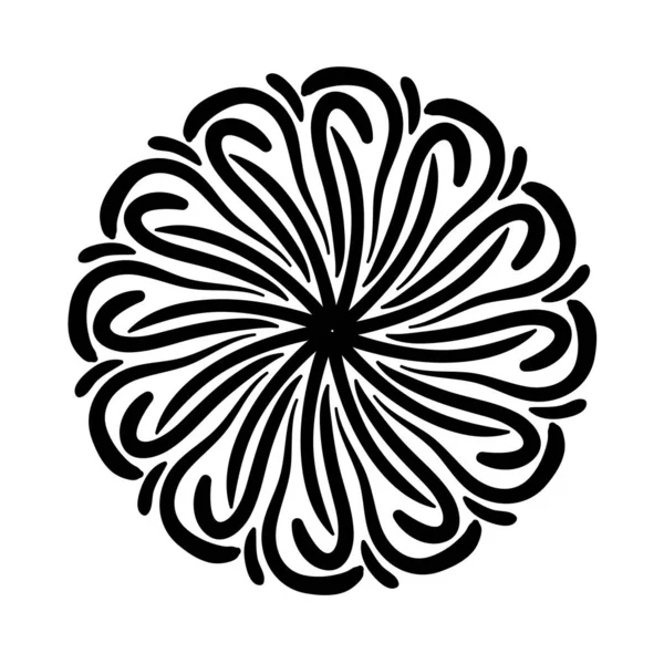 Icono de estilo de silueta floral mandala circular — Archivo Imágenes Vectoriales