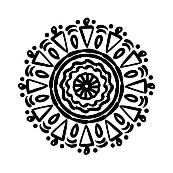 Icono de estilo de silueta floral mandala circular — Vector de stock