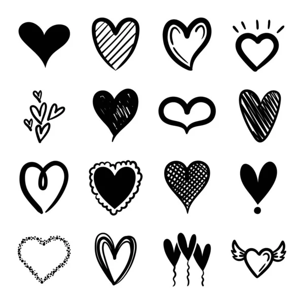 Bunt hjärtan kärlek set ikoner — Stock vektor