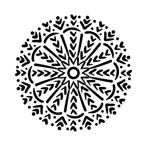 Circular mandala floral silhouette style icon — Stock Vector