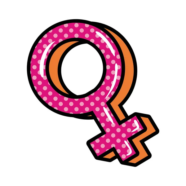 Sexe féminin symbole pop art style plat — Image vectorielle