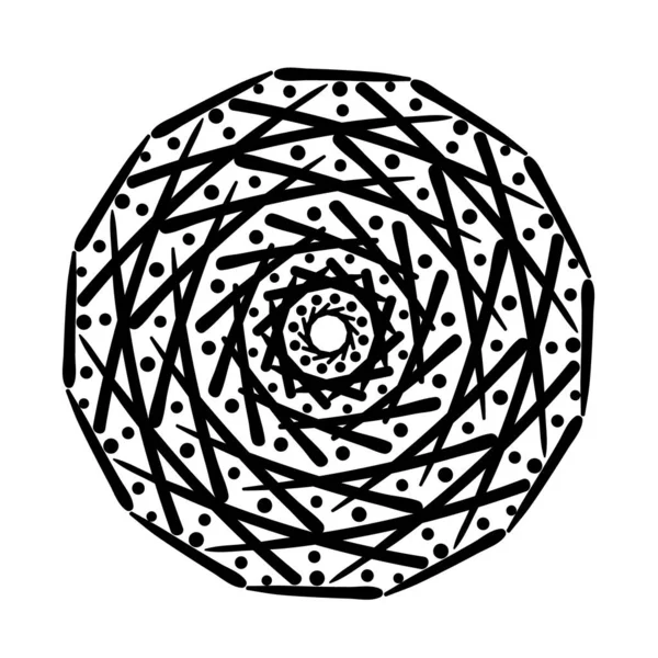円形のマンダラの花のシルエットスタイルアイコン — ストックベクタ