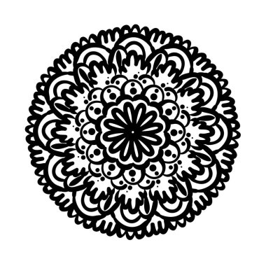 Dairesel mandala çiçekli siluet tarzı simge