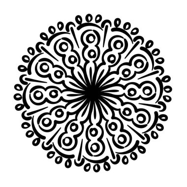 Dairesel mandala çiçekli siluet tarzı simge