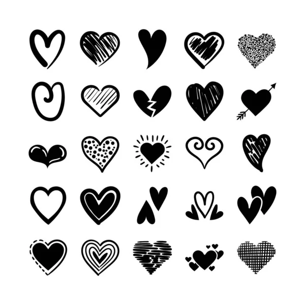 Fascio di cuori amore set icone — Vettoriale Stock