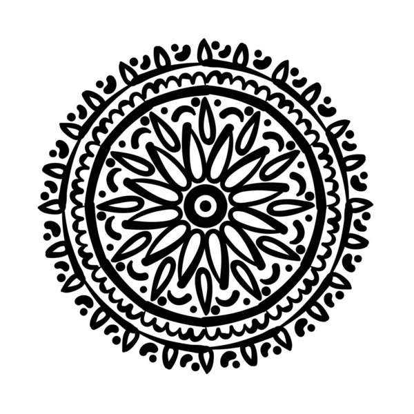 Icono de estilo de silueta floral mandala circular — Archivo Imágenes Vectoriales