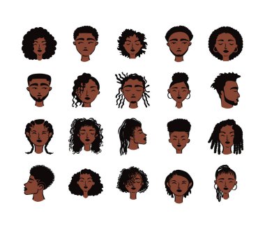 20 Afro etnik insan karakter avatarı