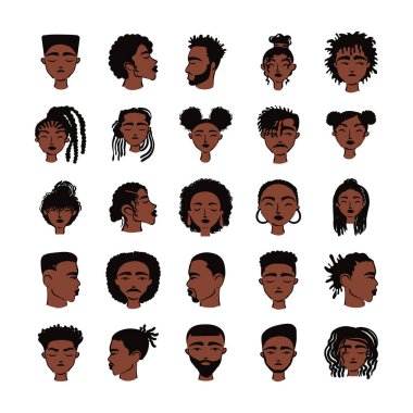25 Afro etnik insan karakter avatarları